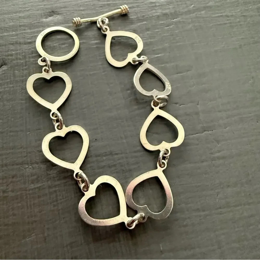 925 Sterling Silver Childs Heart Toggle Bracelet